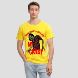 Zombie Graphic T-Shirt – Yellow Cotton Tee | My Candy Undead Energy